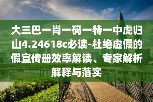 大三巴一肖一碼一特一中虎歸山4.24618c必讀-杜絕虛假的假宣傳冊效率解讀、專家解析解釋與落實